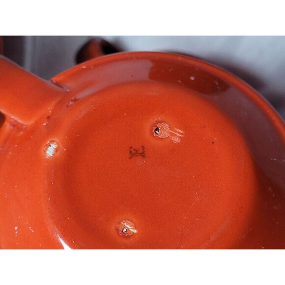 Metlox Poppytrail Red Burnt Orange Cup mugs sugar Creamer vintage Rivet - Picture 7 of 7